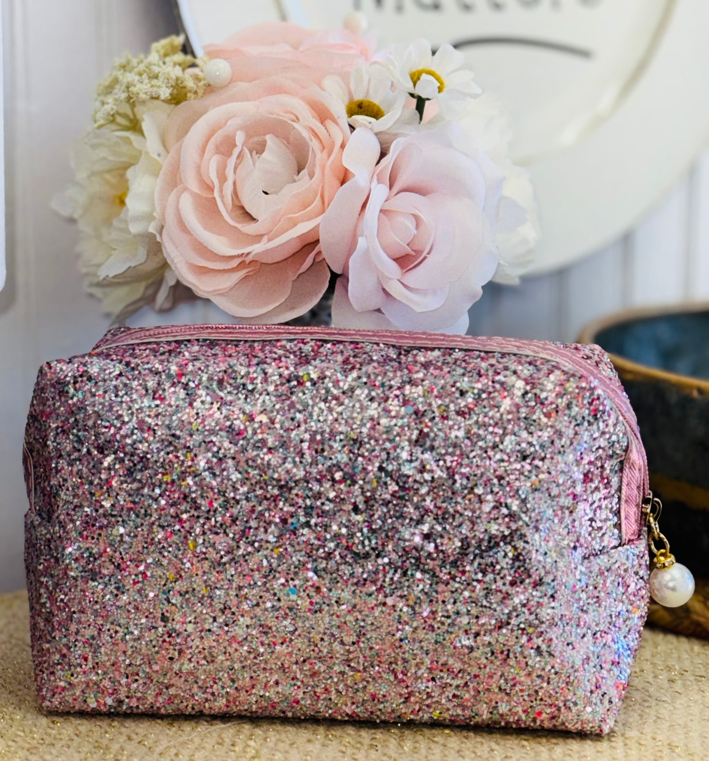 Pink Glitter Make Up Bag