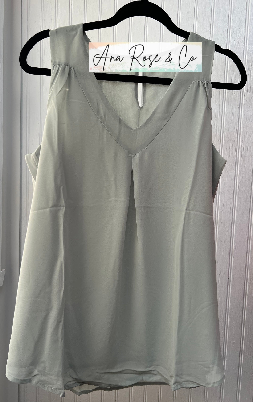 Sage Sleeveless V Neck top