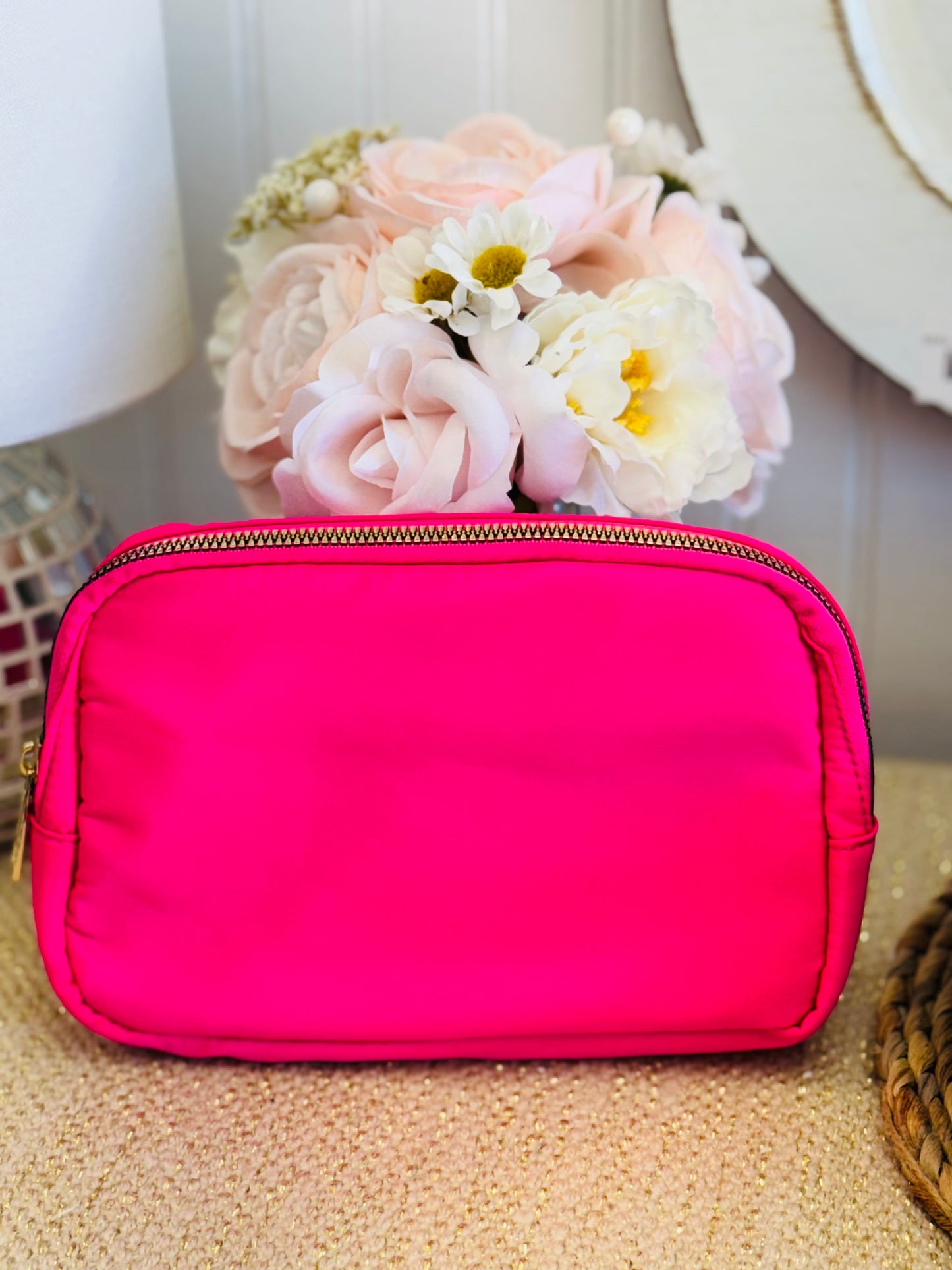 Hot Pink with Gold Zipper Cross Body