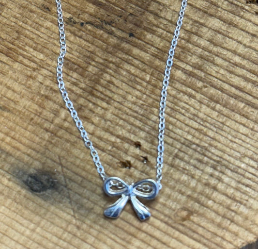 Silver Bow Necklace