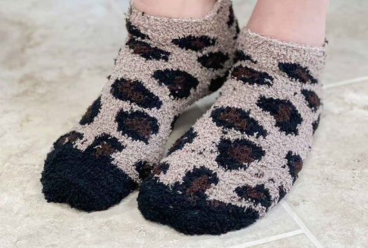 Leopard Print Fuzzy Socks