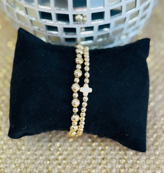 Gold Cross Bracelet Set