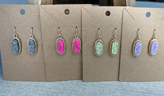 Druzy Stone Dangle Earrings