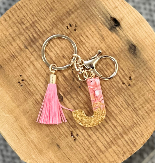 Pink & Gold initial keychain(Click for options)