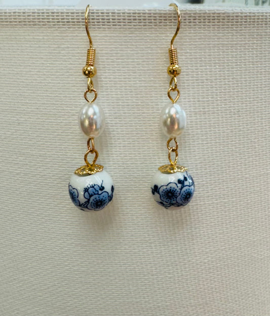 Fine China Glass Beaded Earrings
