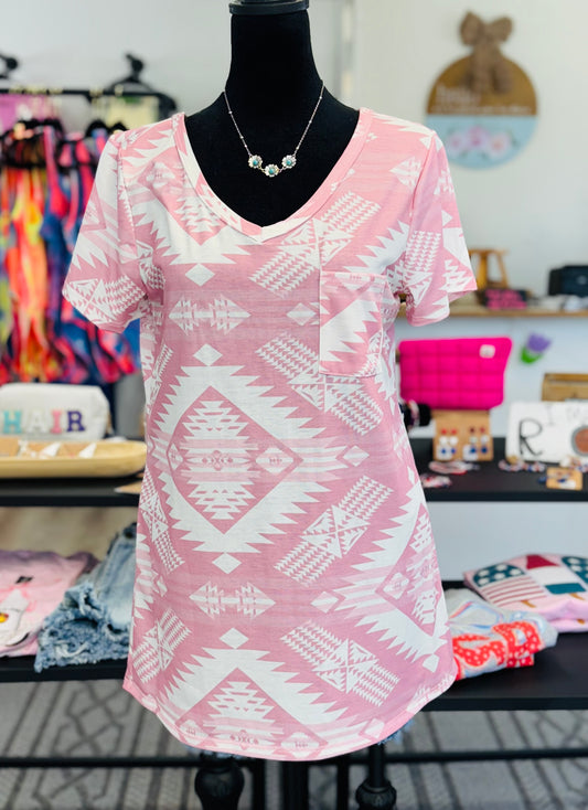 Pretty In Pink Aztec Print Top