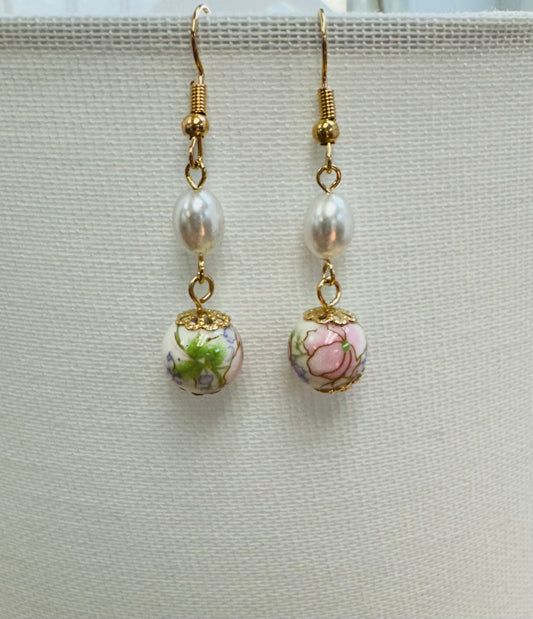Tea Time Glass Beaded Earrings