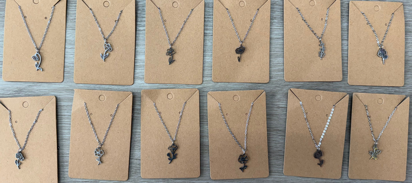Birth Month Flower Necklaces