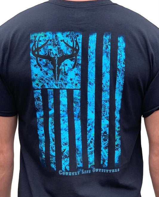 Blue Camo Flag Tshirt