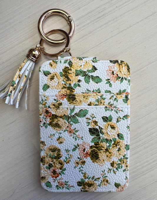 Floral Card Wallet Keychain